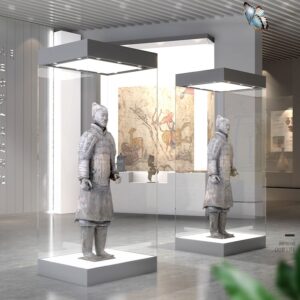 Tủ kính trưng bày bảo tàng, đồ cổ, lục bình, tượng TS103